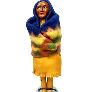 11" Vintage 1040's Native American Skookum Doll with Blankets & Leather Clothes